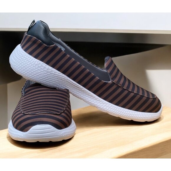 Lands’ End Ladies Fabric Slip-On Loafer Shoes Size 10D Brown & Black - Picture 1 of 6